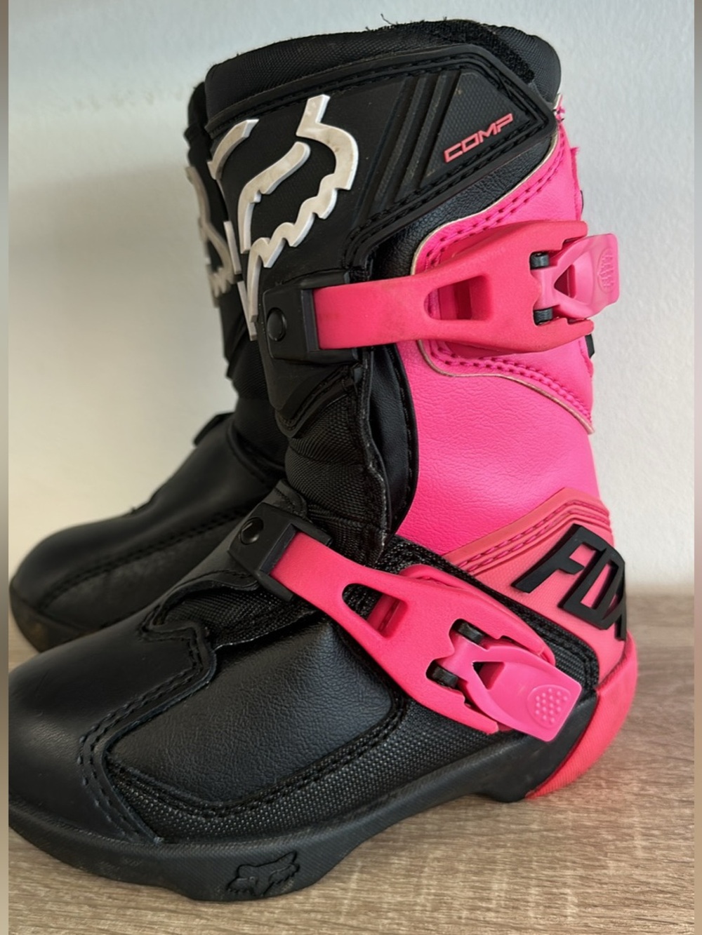 FOX Motocross Comp K Racing Boots Pink Black Kids 11